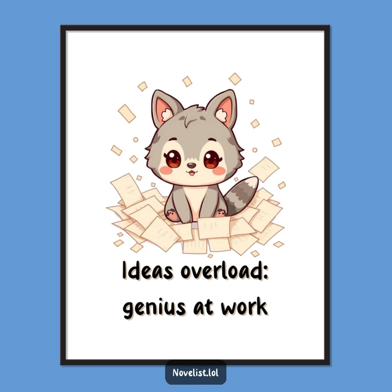 Funny Free Printable Wall Art: Inspired Animal Surrounded by Papers, Quirky Downloadable Decor