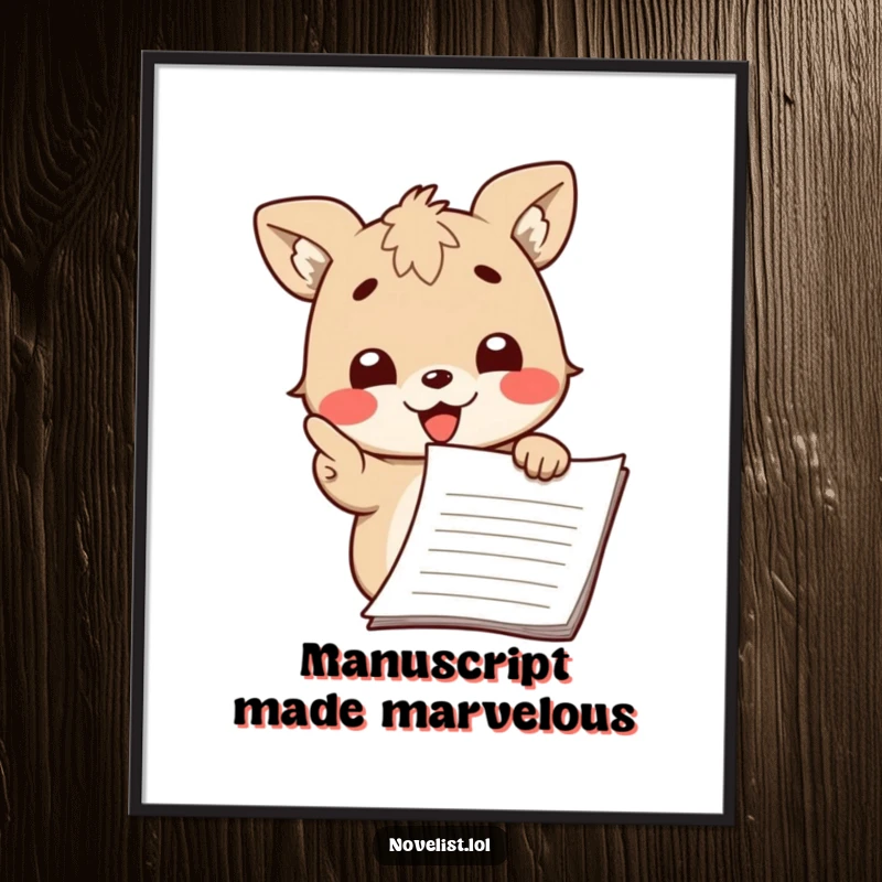 Funny Free Printable Wall Art: A cute character passionately points at a detailed manuscript with a proud and encouraging smile.