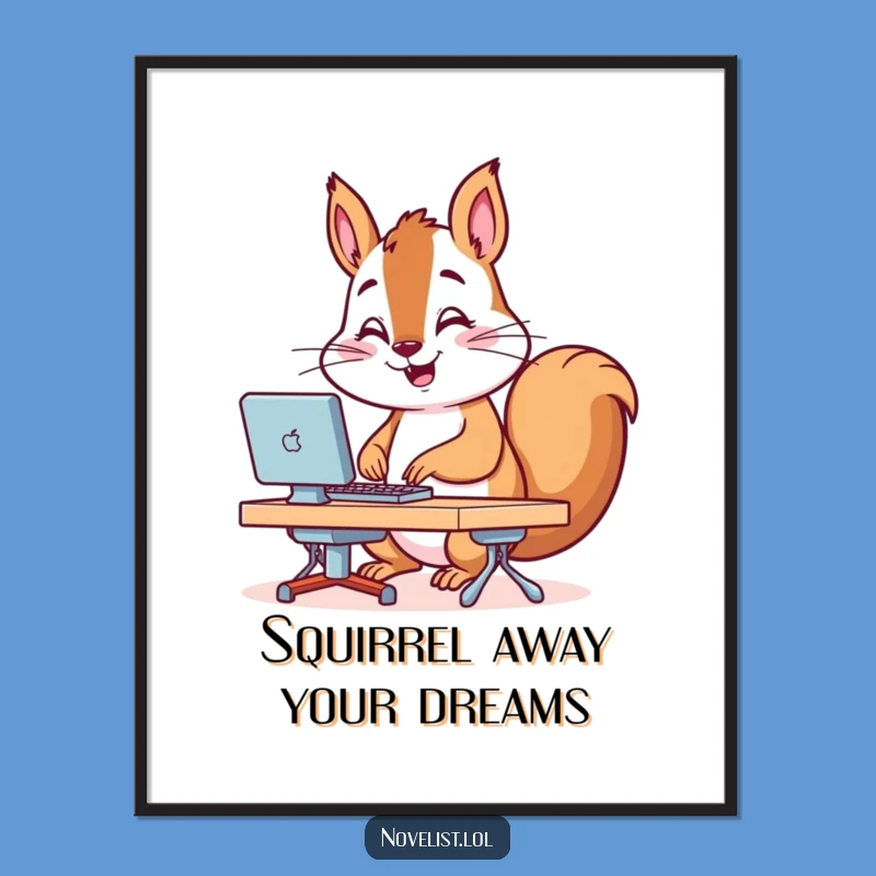 Funny Free Printable Wall Art: Speedy Squirrel Typing - Quirky Decor