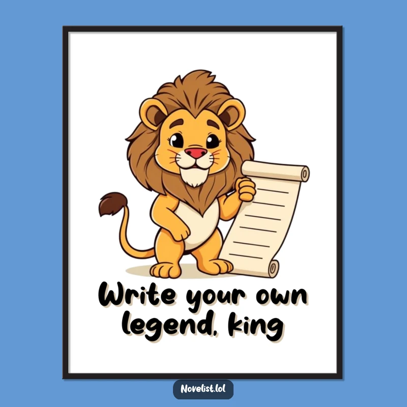 Funny Free Printable Wall Art: Regal Lion with Manuscript - Majestic Decor