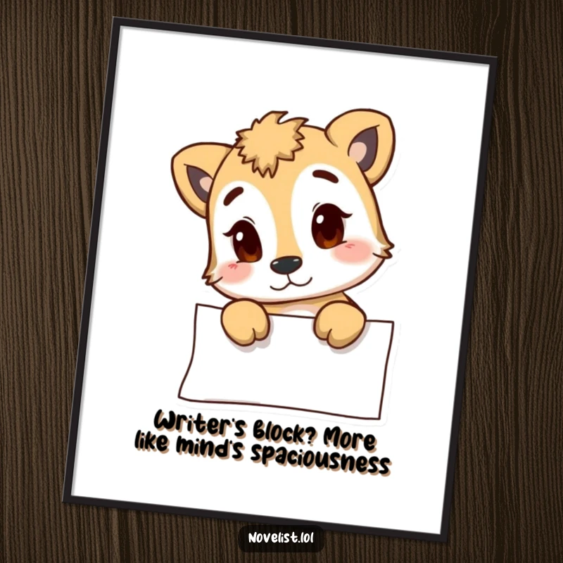 Funny Free Printable Wall Art: A curious animal contemplating a blank page, showcasing witty humor, perfect for downloadable art.