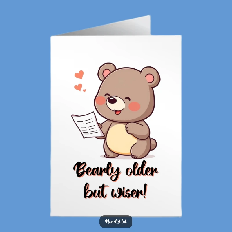 Free Printable Bear Storyteller Birthday Card: Funny Downloadable Gift for Instant Smiles