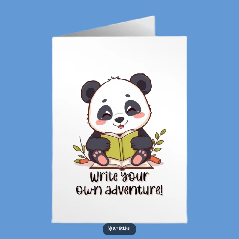 Free Printable Birthday Card: Funny Panda Storyteller Writing, Perfect Downloadable Gift