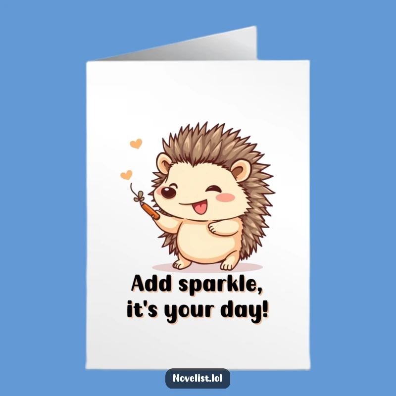 Free Printable Birthday Card: Happy Hedgehog Artist - Funny Downloadable Gift