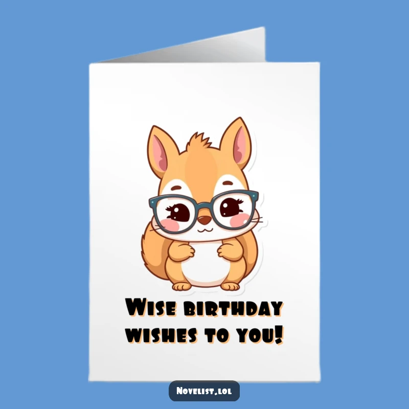Free Printable Birthday Card: Inspired Squirrel Reading Funny Gift Downloadable