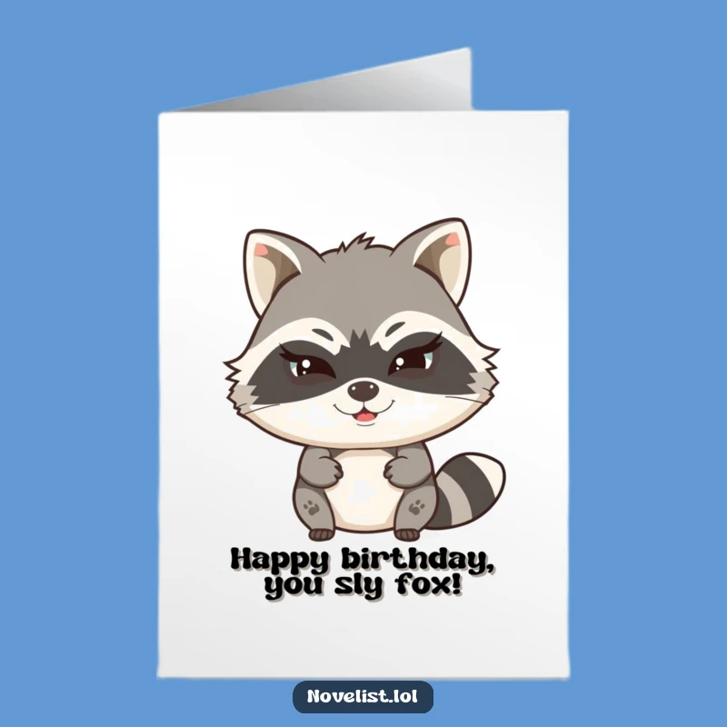 Free Printable Birthday Card: Witty Raccoon Typing Secret Story, Funny Gift
