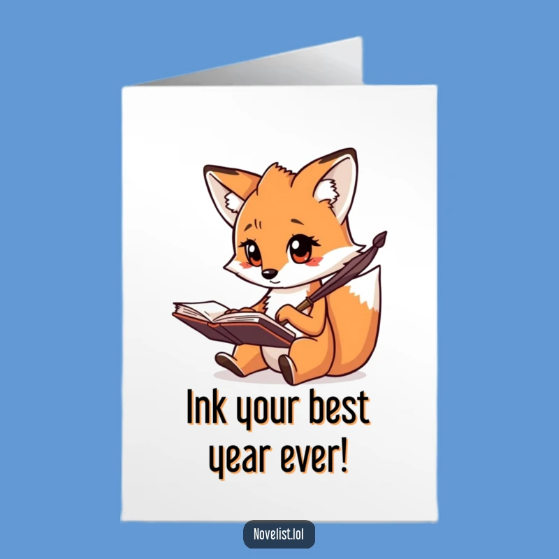 Free Printable Birthday Card: Scribbling Fox Funny Downloadable Gift for a Creative Celebration
