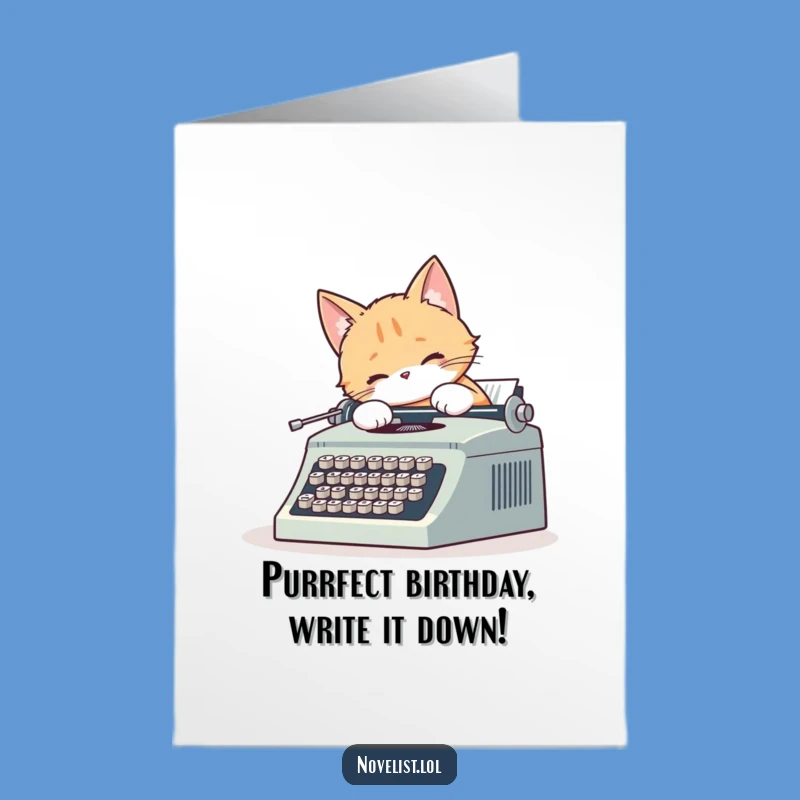 Free Printable Cat Typewriter Birthday Card: Purrfect Message Downloadable Gift