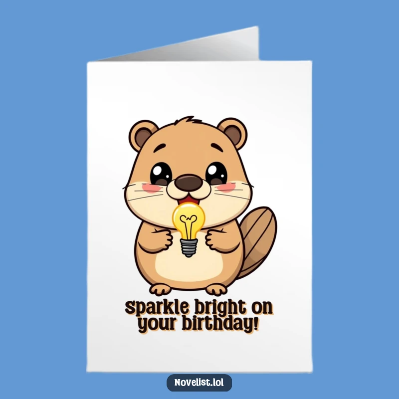 Free Printable Funny Birthday Card: Beaver Idea Lightbulb Downloadable Greeting