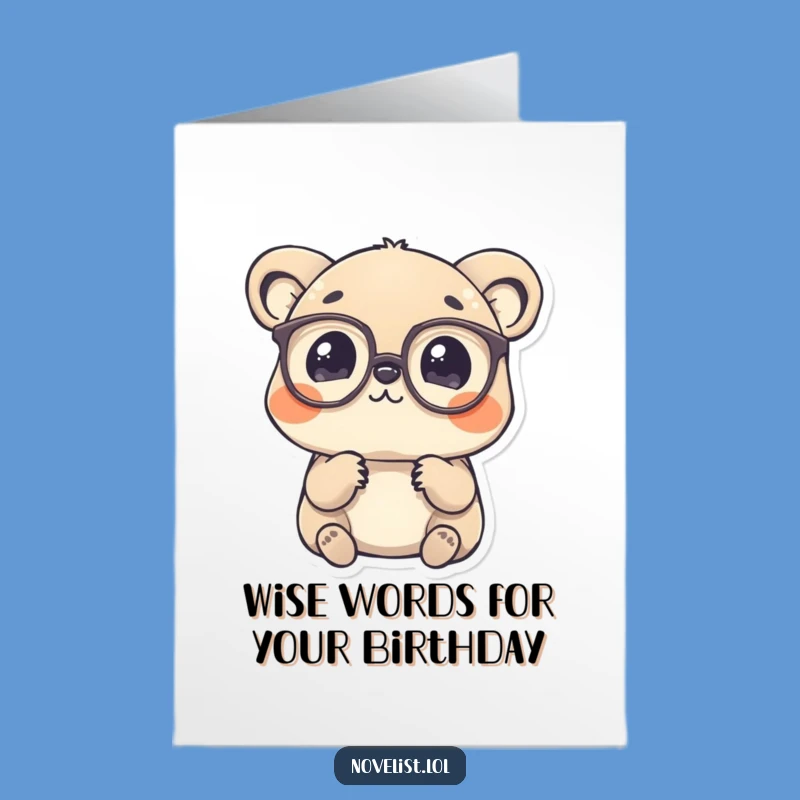 Free Printable Birthday Card: Wise Animal, Spectacles, Contemplating Word, Funny Downloadable