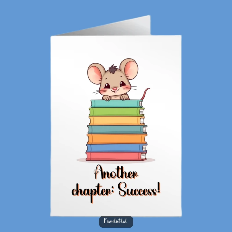 Free Printable Congrats Card: Mischievous Mouse & Books - Funny Downloadable Gift