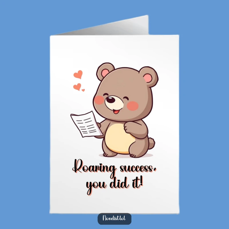 Free Printable Bear Storytelling Congrats Card: Humorous Downloadable for Big Wins