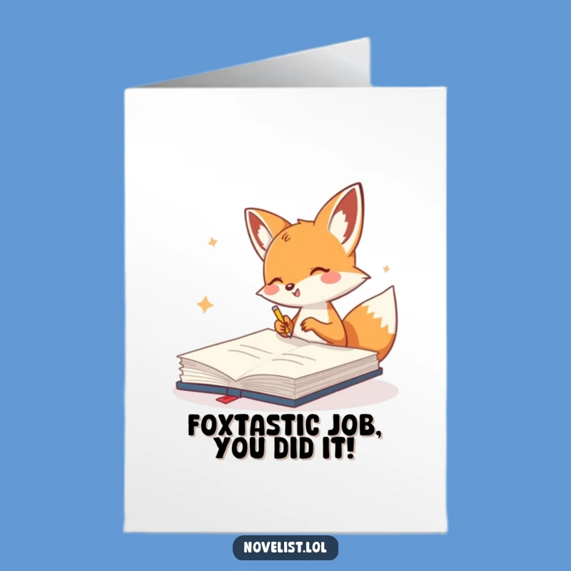 Free Printable Congrats Card: Happy Fox Scribbling Funny Downloadable Gift
