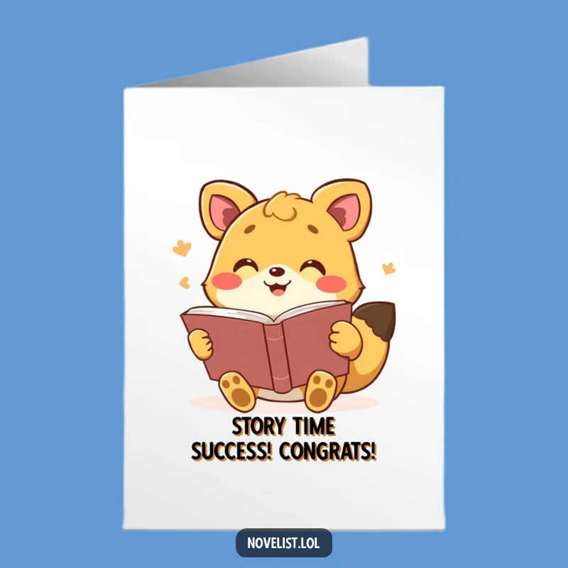 Free Printable Congrats Card: Joyful Animal Storyteller, Funny Achievement Downloadable Gift