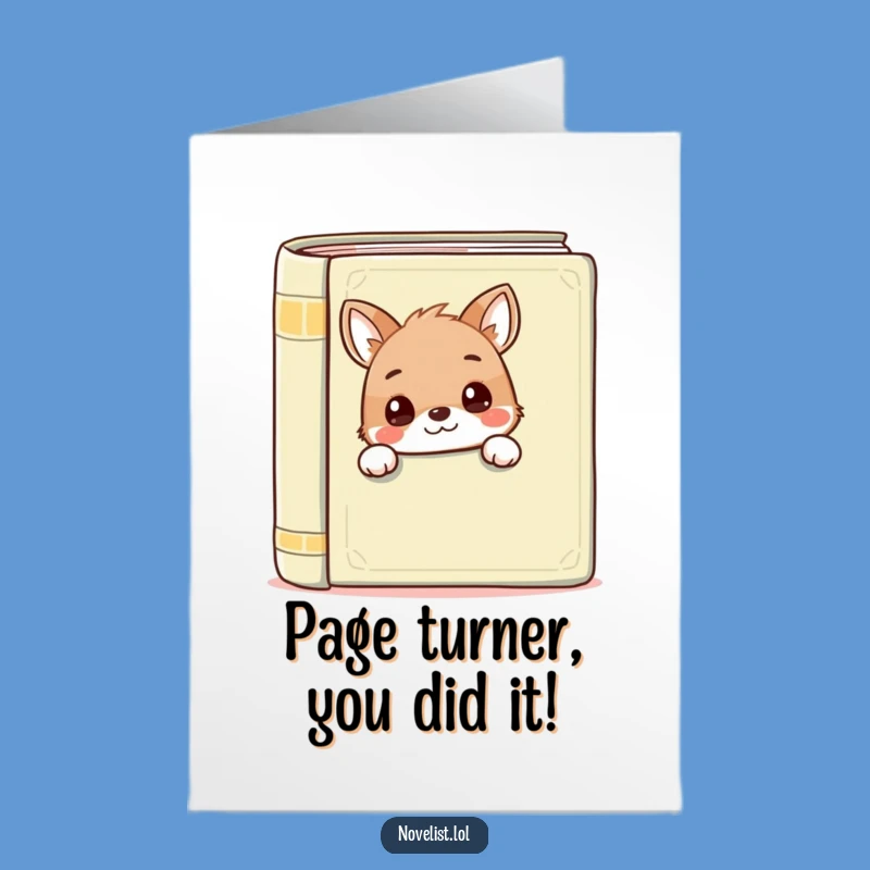 Free Printable Congrats Card: Playful Animal Behind Book, Funny Success Downloadable Gift