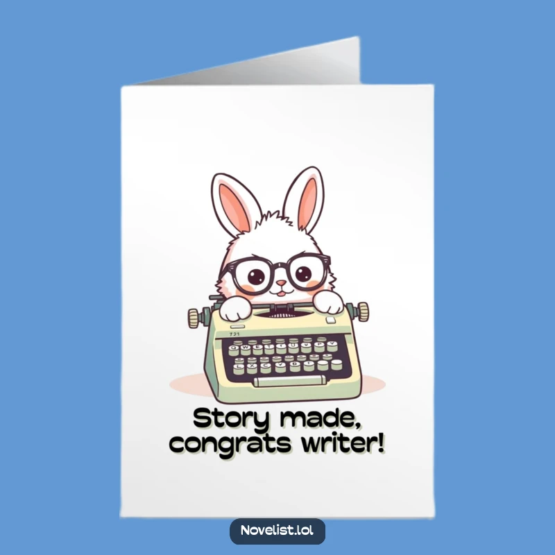 Free Printable Congrats Card: Writing Success! Funny Typewriter Rabbit Digital