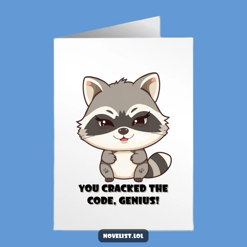 Free Printable Congratulations Card: Raccoon's Secret Success Story, Downloadable Gift