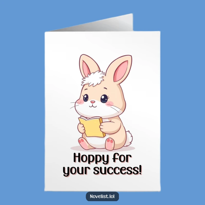 Free Printable Congrats Card: Bunny's Manuscript Achievement, Funny Downloadable Success