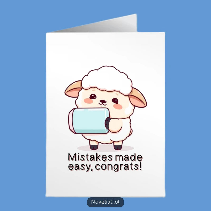Free Printable Congrats Card: Sheep Wipes Slate Clean - Funny Downloadable Gift