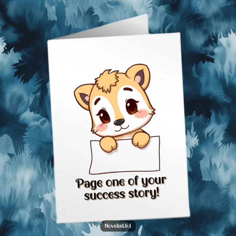 Funny Free Printable Congrats Card: Curious animal pondering a blank page, a quirky way to say cheers, downloadable art.