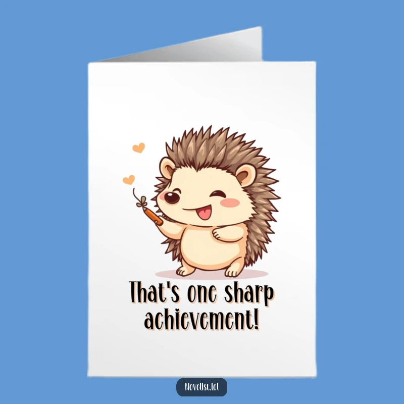 Free Printable Congrats Card: Cheerful Hedgehog Artist - Funny Downloadable Gift