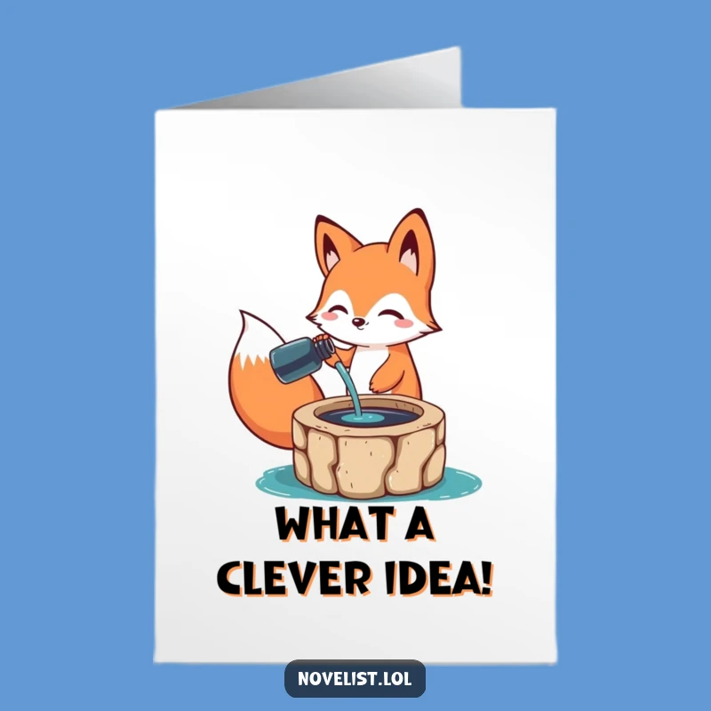 Free Printable Congrats Card: Fox Ink Well - Funny Downloadable Gift for Success