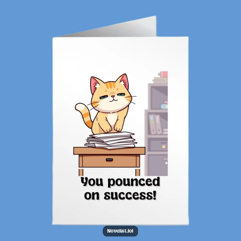 Free Printable Cat Congrats Card: Determined Downloadable for Major Wins