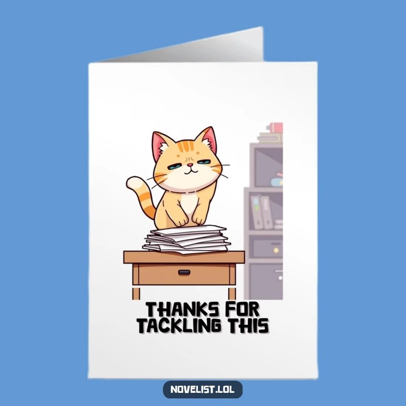 Free Printable Cat Thank You Card: Determined Downloadable for Diligent Help