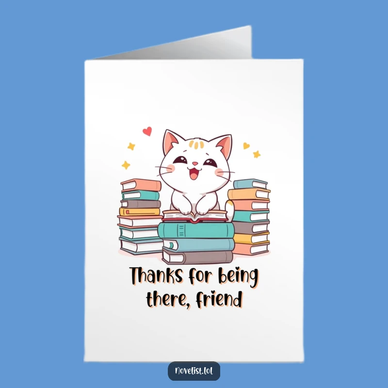 Free Printable Cat Thank You Card: Grateful Bookworm Cat, Perfect DIY Downloadable Gift