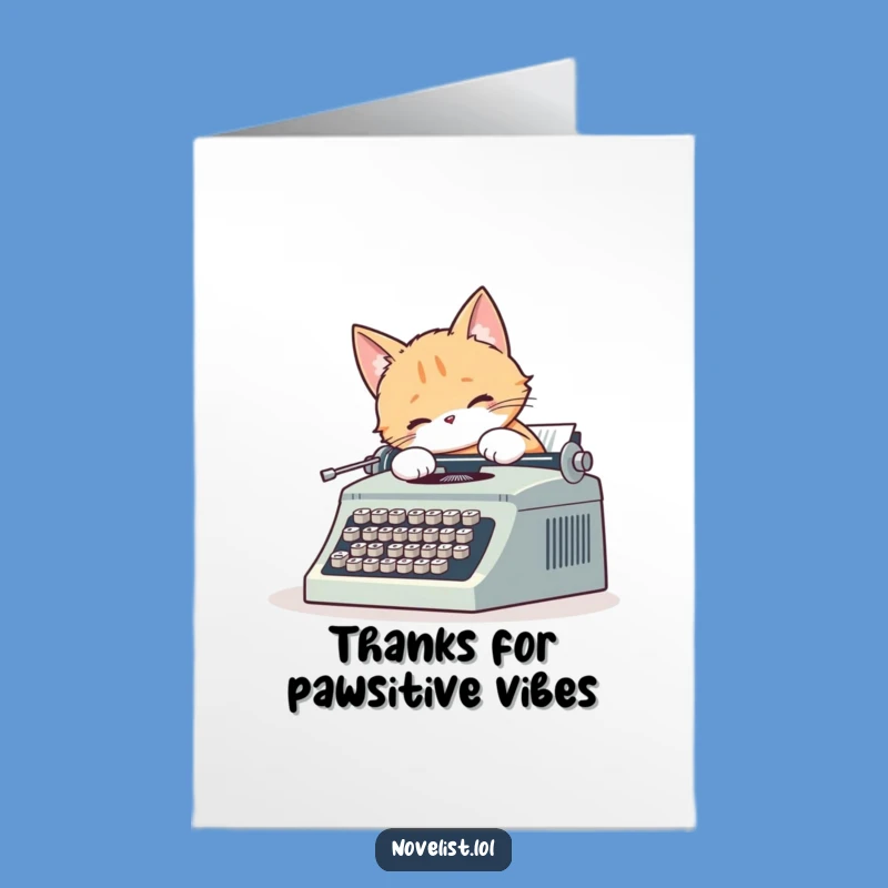 Free Printable Cat Typewriter Thank You Card: Paw-some Gratitude Downloadable