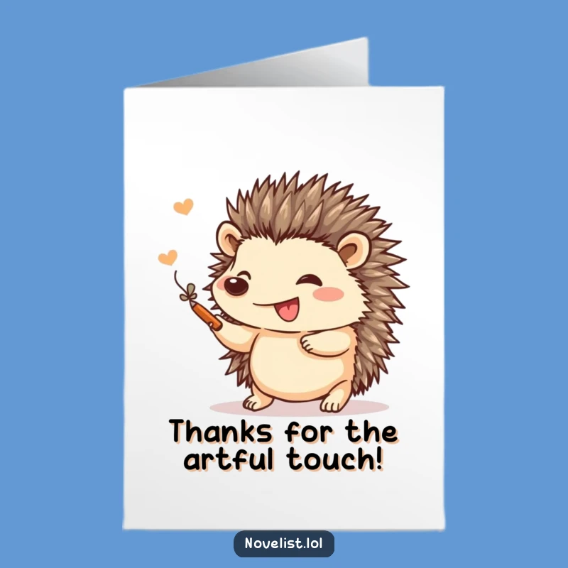 Free Printable Thank You Card: Artistic Hedgehog - Funny Downloadable Gift