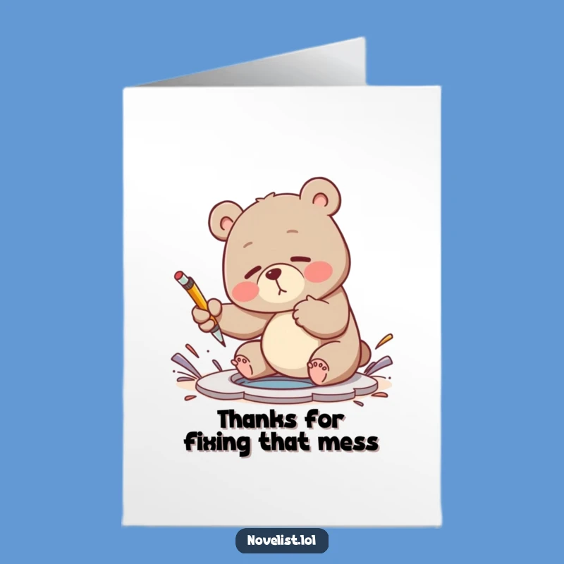 Free Printable Thank You Card: Clumsy Bear Fixes It!