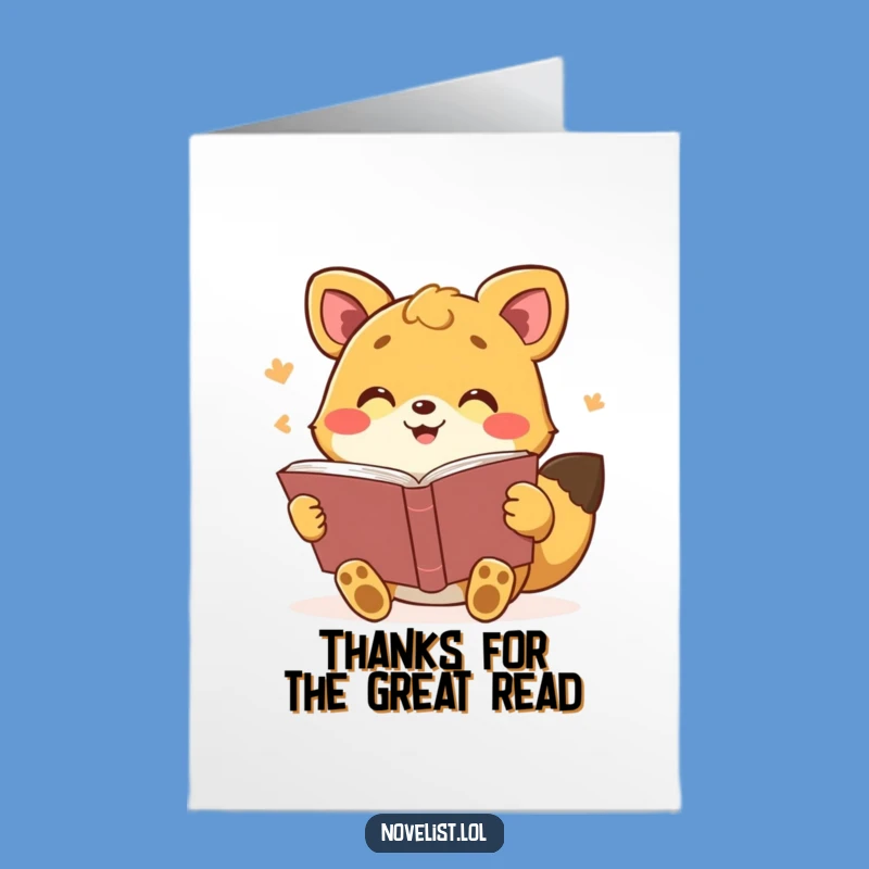 Free Printable Thank You Card: Expressive Animal Reader, Funny Gratitude Downloadable Gift