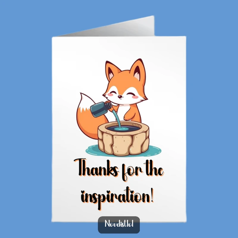 Free Printable Thank You Card: Fox Ink Well - Funny Downloadable Gift of Gratitude