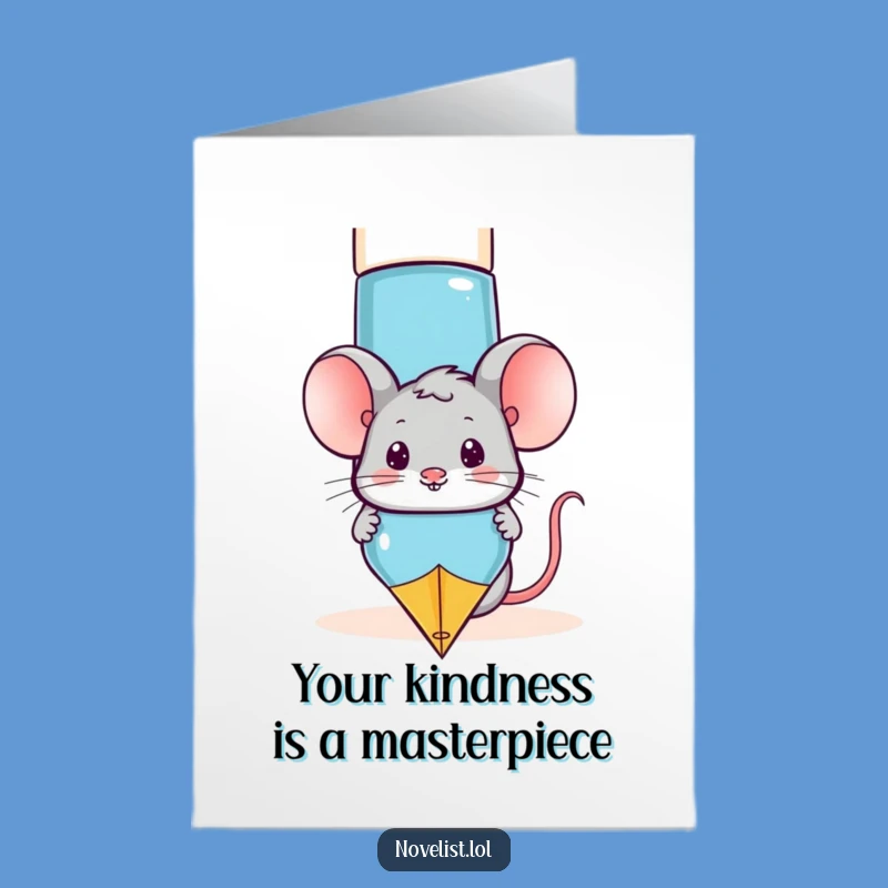 Free Printable Thank You Card: Funny Mouse & Pen - Cute DIY Downloadable Gift