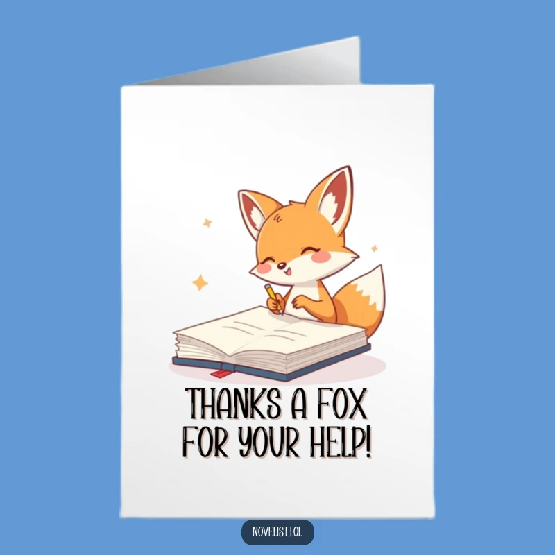 Free Printable Thank You Card: Happy Fox Scribbling Funny Downloadable