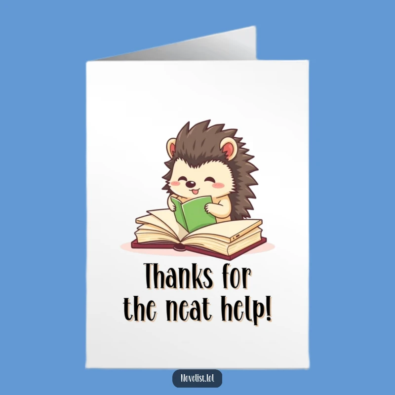 Free Printable Thank You Card: Organized Hedgehog Pages Funny Gift Downloadable