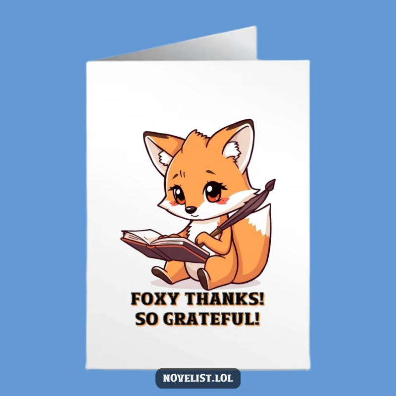 Free Printable Thank You Card: Scribbling Fox Funny Downloadable Gift for Insightful Thanks