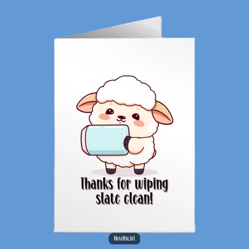 Free Printable Thank You Card: Sheep Erasing Worries - Funny Downloadable Gift