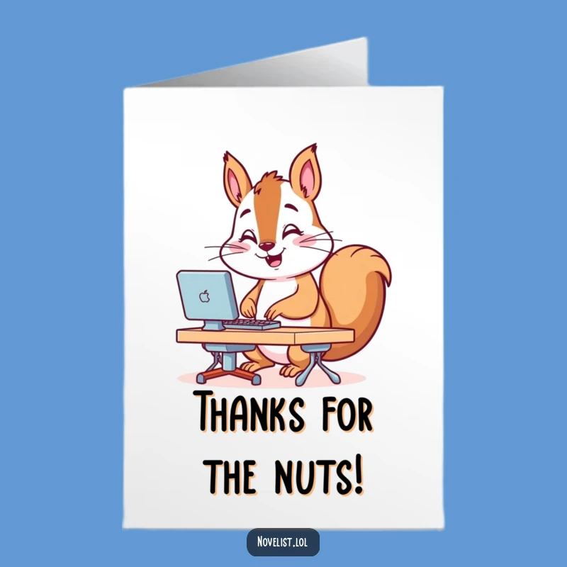 Funny Free Printable Thank You Card: Squirrel Typing - DIY Gift