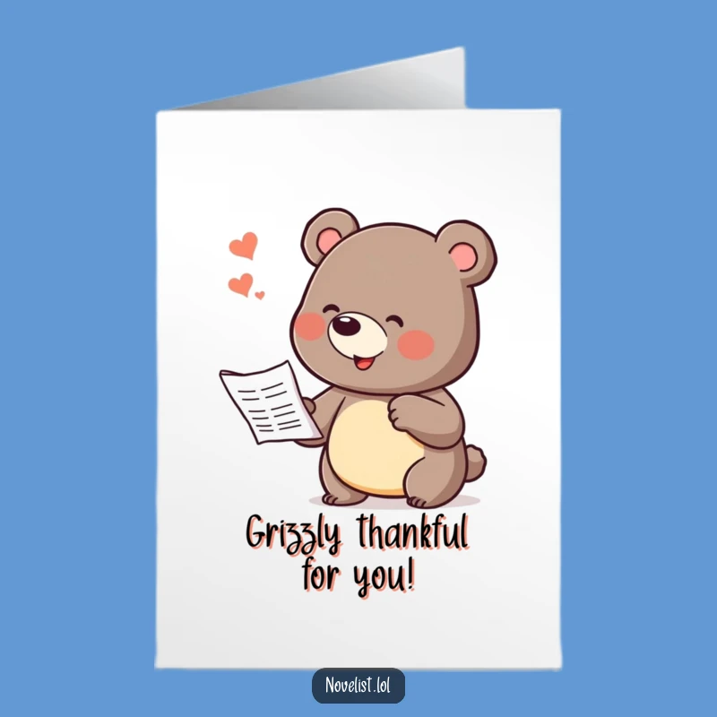 Free Printable Bear Thank You Card: Funny Downloadable Appreciation for Instant Gratitude