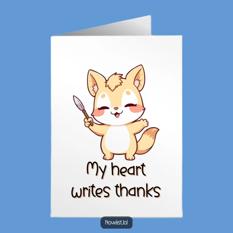 Free Printable Thank You Card: Dramatic Animal, Quill Pen, Gesture, Downloadable