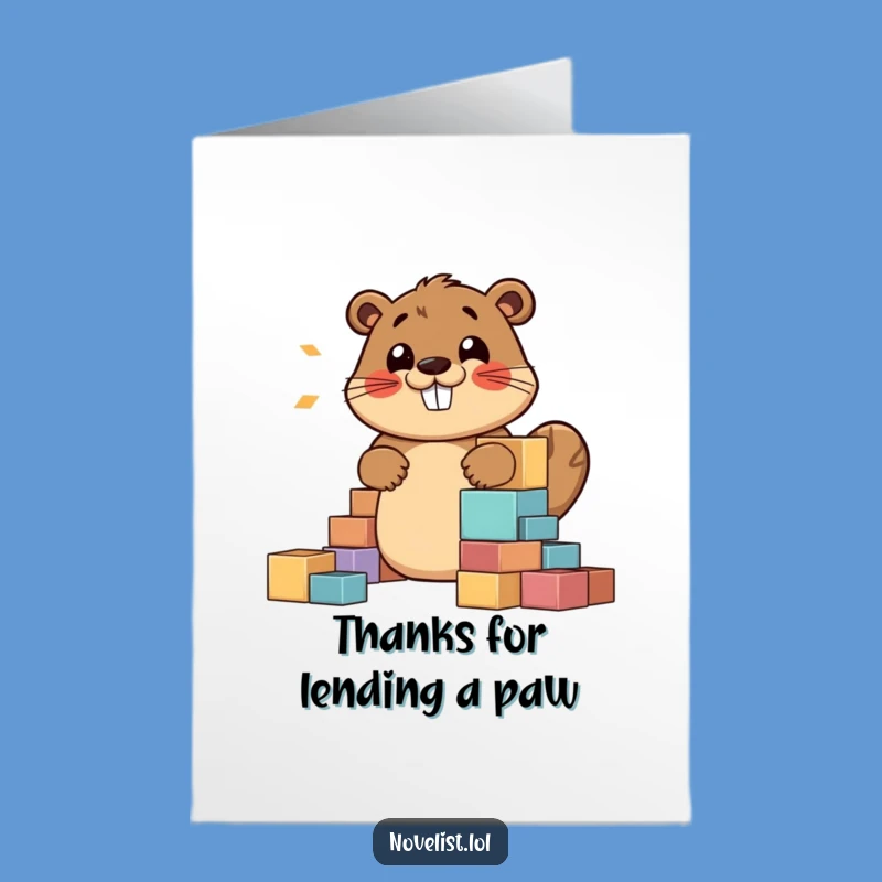 Free Printable Thank You Card: Beaver Building Gratitude Story, Downloadable Gift