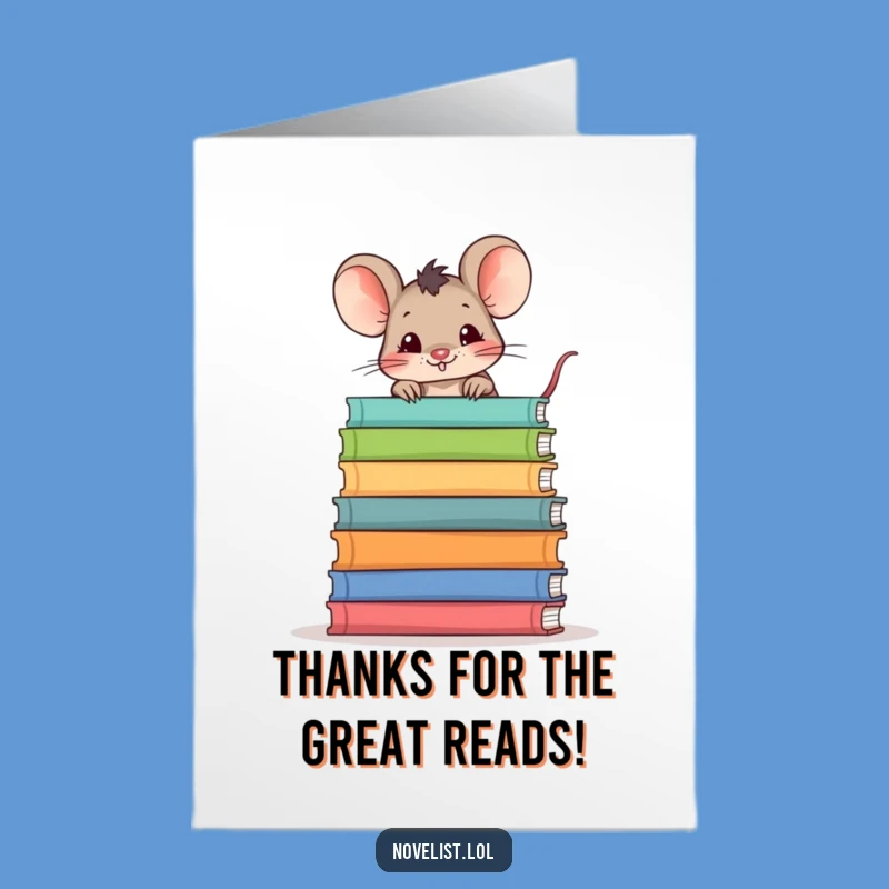 Free Printable Thank You Card: Mischievous Mouse Bookworm - Funny Downloadable Gift