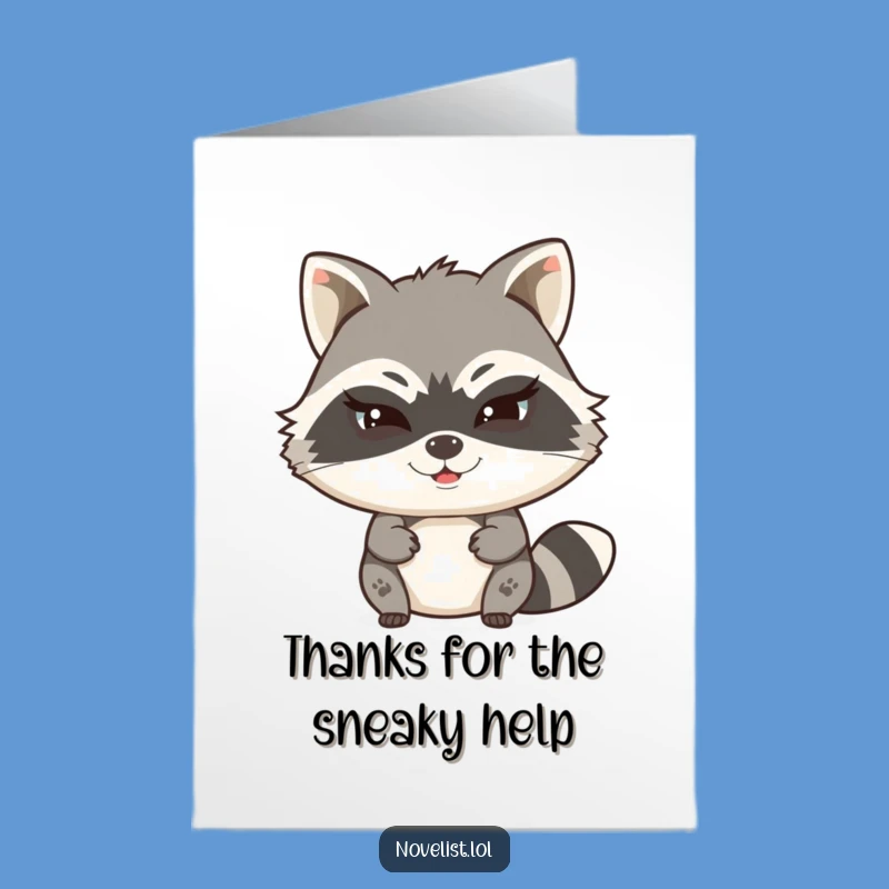 Free Printable Thank You Card: Raccoon's Secret Thanks, Downloadable Gift