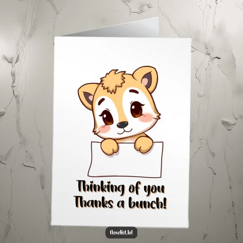 Funny Free Printable Thank You Card: Curious animal gazing at a blank page, a humorous expression of thanks, downloadable art.