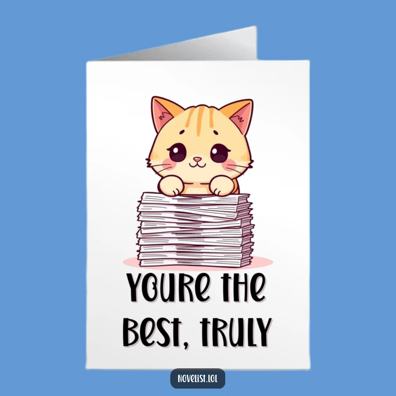 Amusing Free Printable Thank You Card: Cat Overwhelmed by Papers!