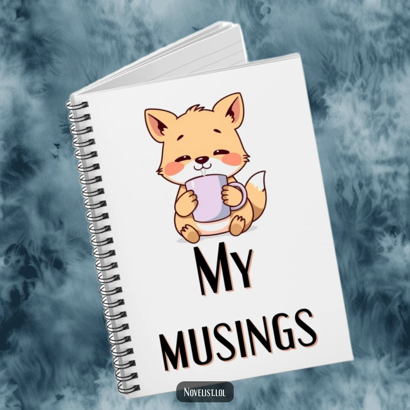 Funny Notebook: Lined pages featuring an animal character lost in thought with a steaming mug, ideal for journaling and capturing ideas.