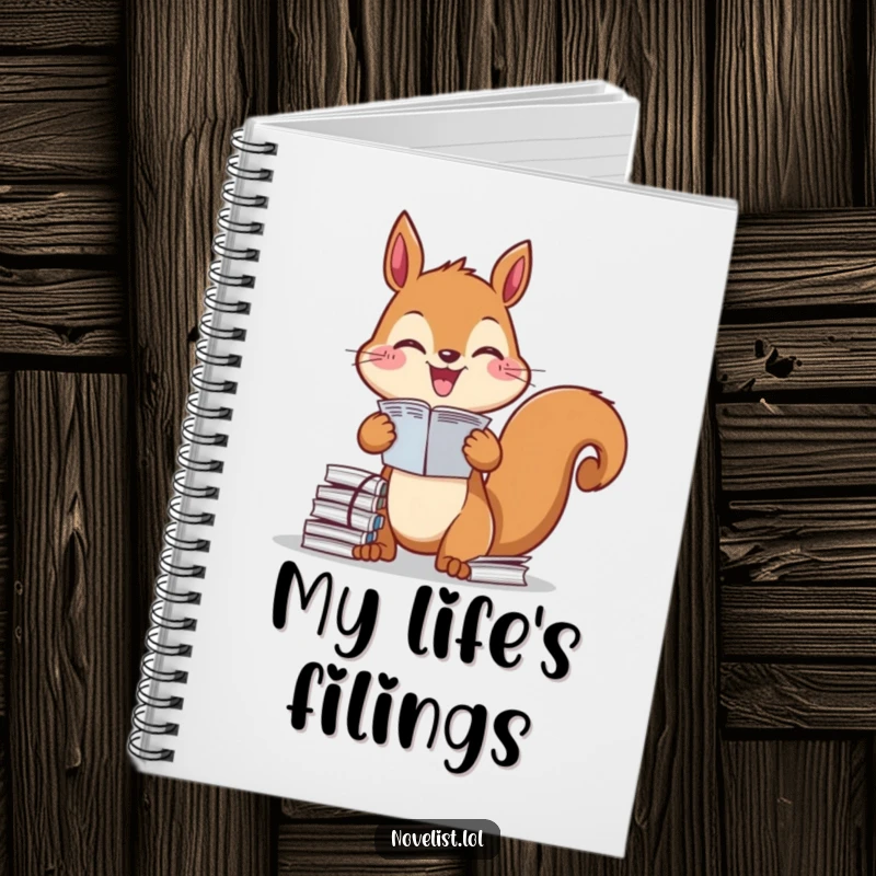 Funny Notebook: Diligent squirrel organizing papers, perfect for jotting notes and plans, a humorous and practical funny gift.