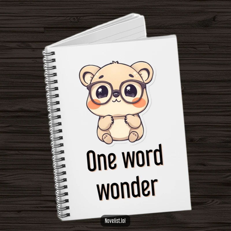 Funny Notebook: Spectacled animal contemplating a word, adding a thoughtful and charming touch to notes.